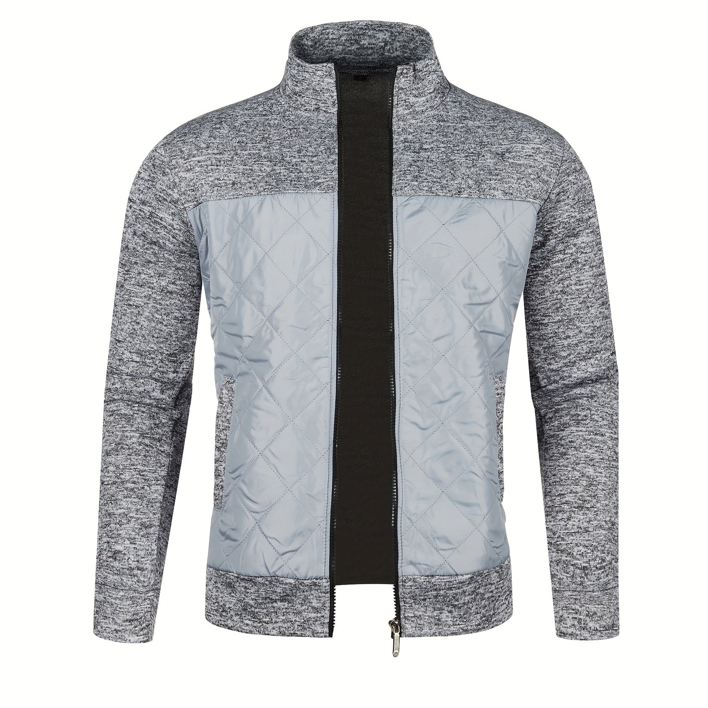 Men's Knitted Cardigan Jacket, Autumn Winter Casual Stand Collar Full Zip Coat, Long Sleeve Regular Fit Jacket
