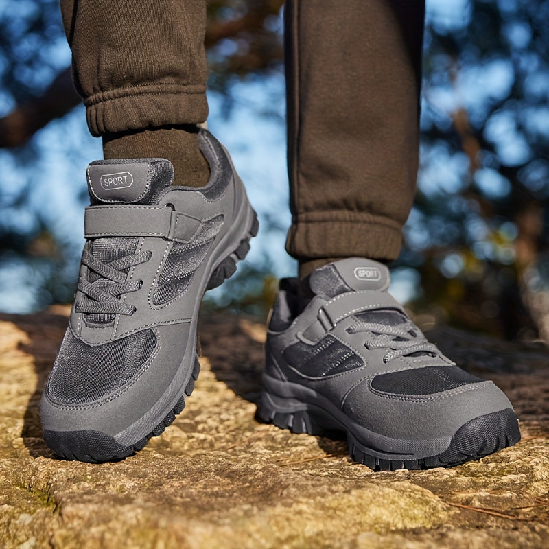 Men's Breathable Casual Shoes With Hook And Loop Fastener, Comfy Soft Sole Sneakers For Outdoor Jogging, Spring And Summer