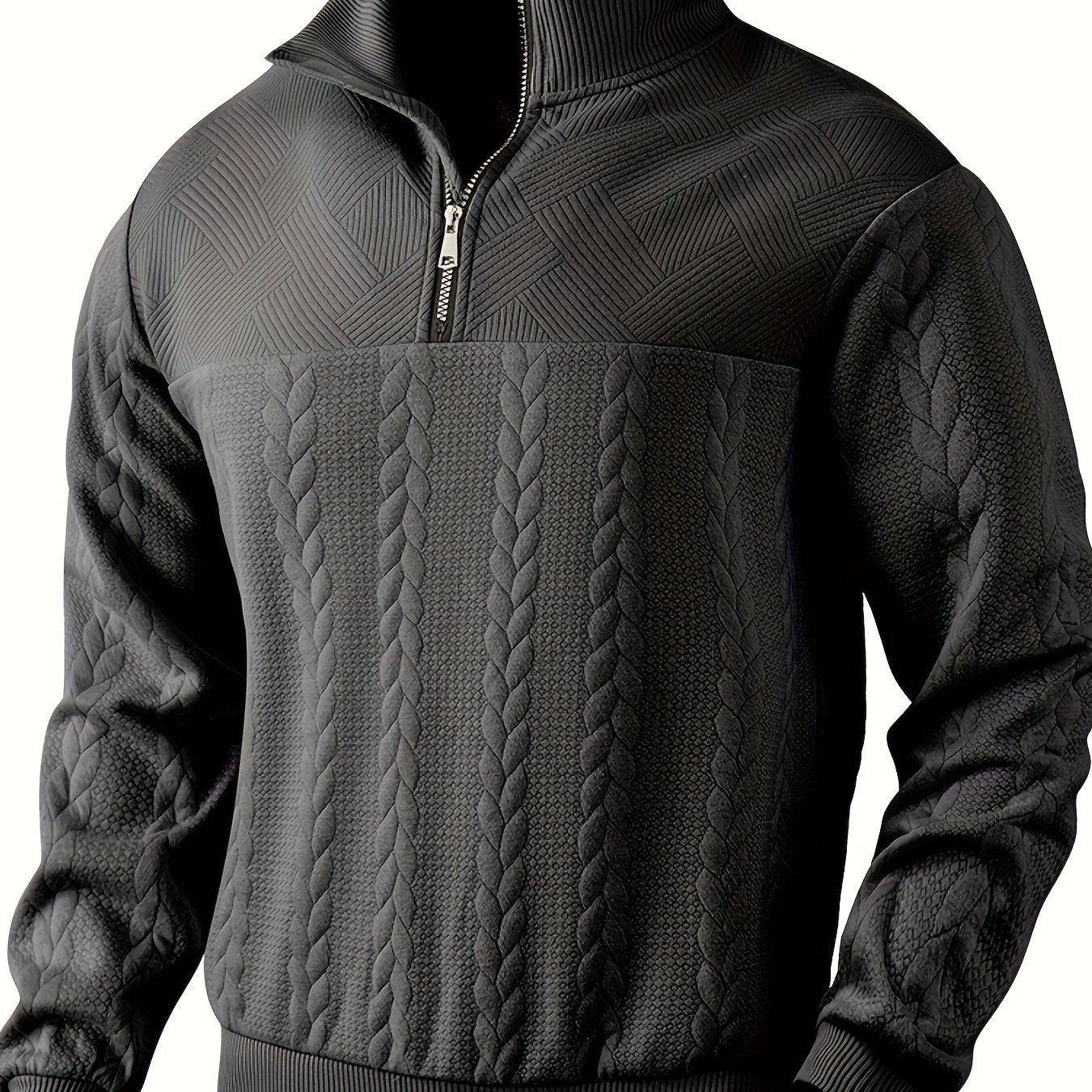 Սահմանային ամերիկյան ռետրո ոճի առօրյա կանգնած օձիքով, կայծակաճարմանդով, ազատ տրիկոտաժե, ծանր քաշային պաչվորք ժակարդե երկար թևքով սվիտեր՝ աշնանային և