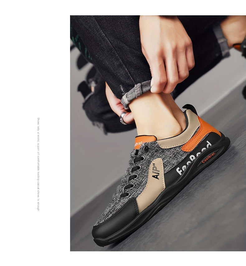 Men's Vintage Old School Style Sneakers, Comfy Non Slip Durable Canvas Breathable Shoes, Men's Footwear