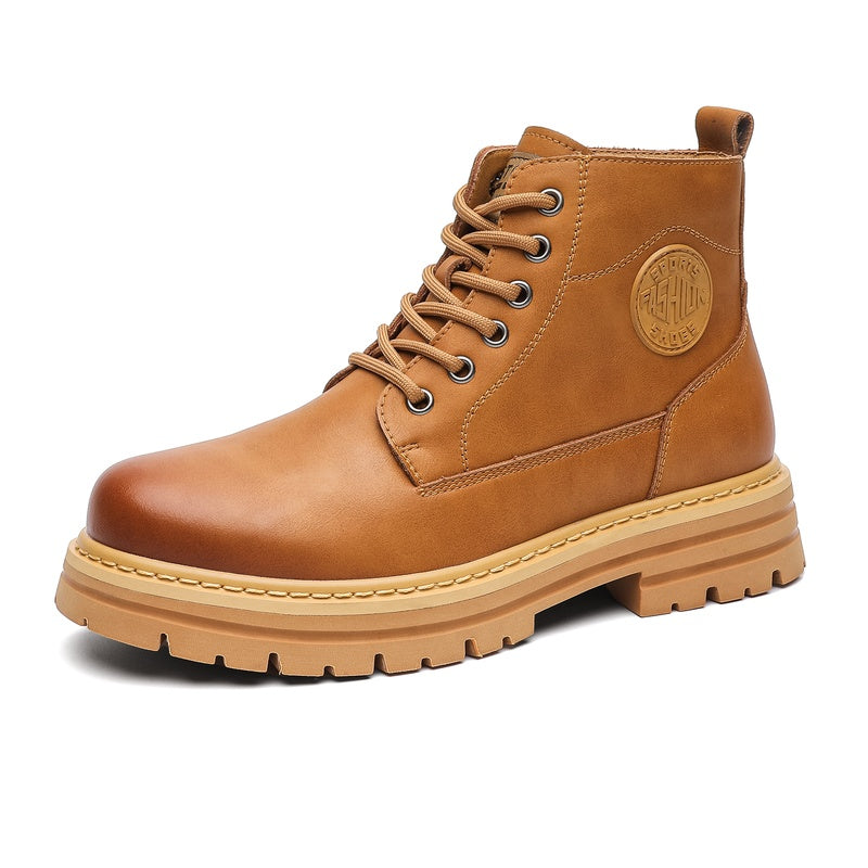 Men's Super Thin Retro Short Lace-Up Boots All-Season PU