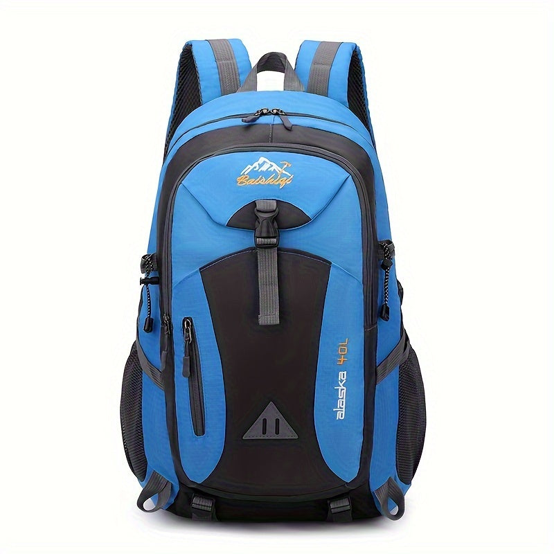 40L Black Oxford Backpack for Hiking, Travel & Outdoor Adventures - Lightweight, Durable with Adjustable Straps, Design, Perfect for Camping, Cycling & Student Use