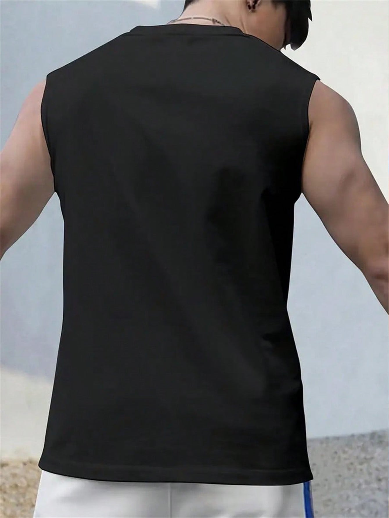 Print Comfy Breathable Tank Top, Men'S Casual Stretch Sleeveless T-shirt For Summer Gym Workout Training Basketball