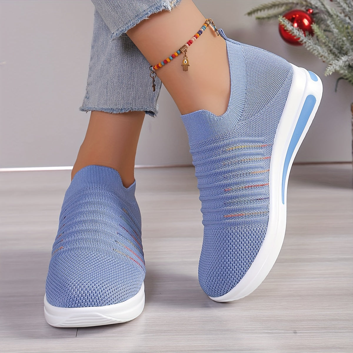 Breathable Lightweight Fabric Slip-On Loafers - All-Season Casual Penny Shoe Style with Peep Toe, Non-woven Insole & Polyurethane Sole