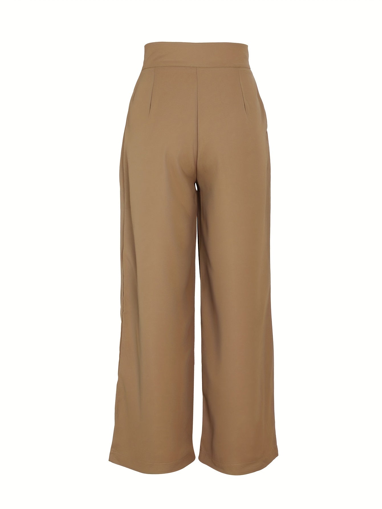 Solid Color Straight Leg Pants, Elegant High Waist Button Front Pants For Work & Office, Women's Clothing