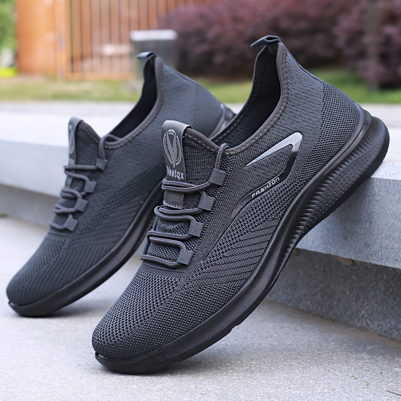 Men's Lightweight Slip-Resistant Casual Sneakers - Breathable Mesh & Fabric Upper, Durable PU Sole, Round Toe Low-Top Design for Hiking, Outdoor, Travel & Daily Wear - All-Season Comfort, Hiking Shoes, Outdoor Footwear, Sleek