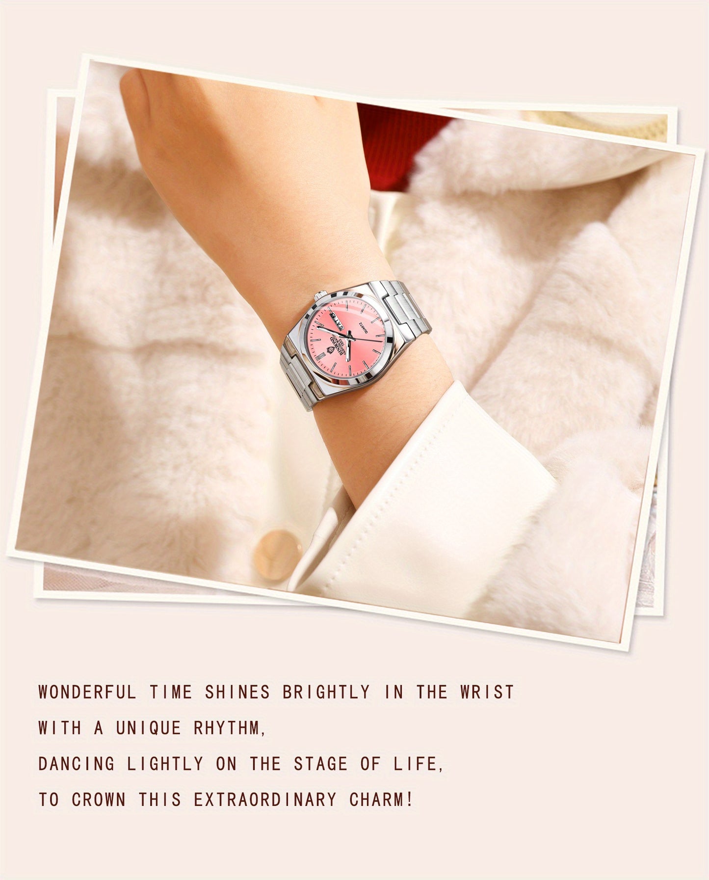 BINBOND Women'S Fashion Watch, Double Calendar, Quartz Movement, Stainless Steel Band, Round Case, Ideal for Daily Wear & Gifting, Stylish Accessory|Minimalist Design|Durable Watch