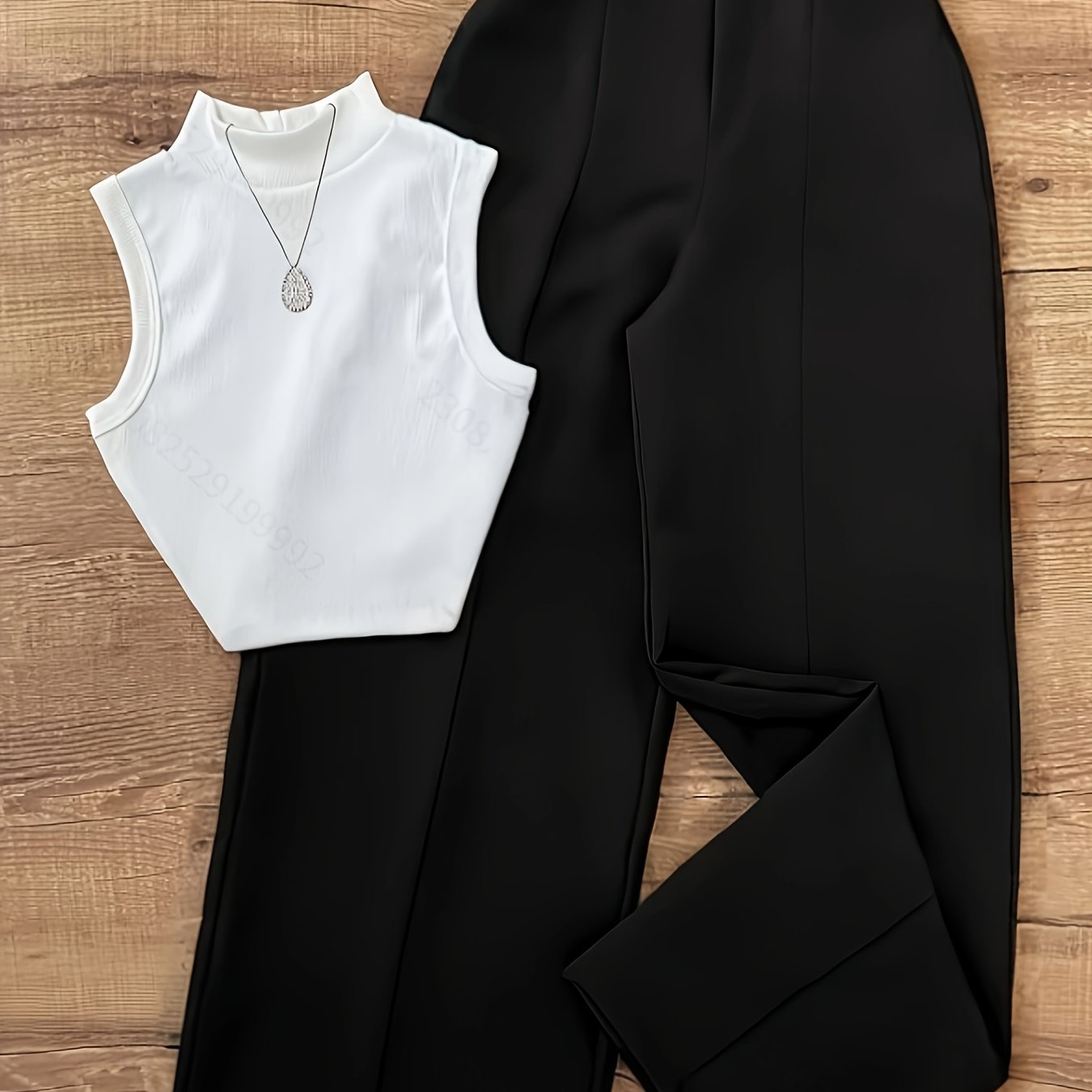 Summer Sexy Half-Turtleneck Sleeveless Vest + Versatile Western Flare Pants Set with Belt