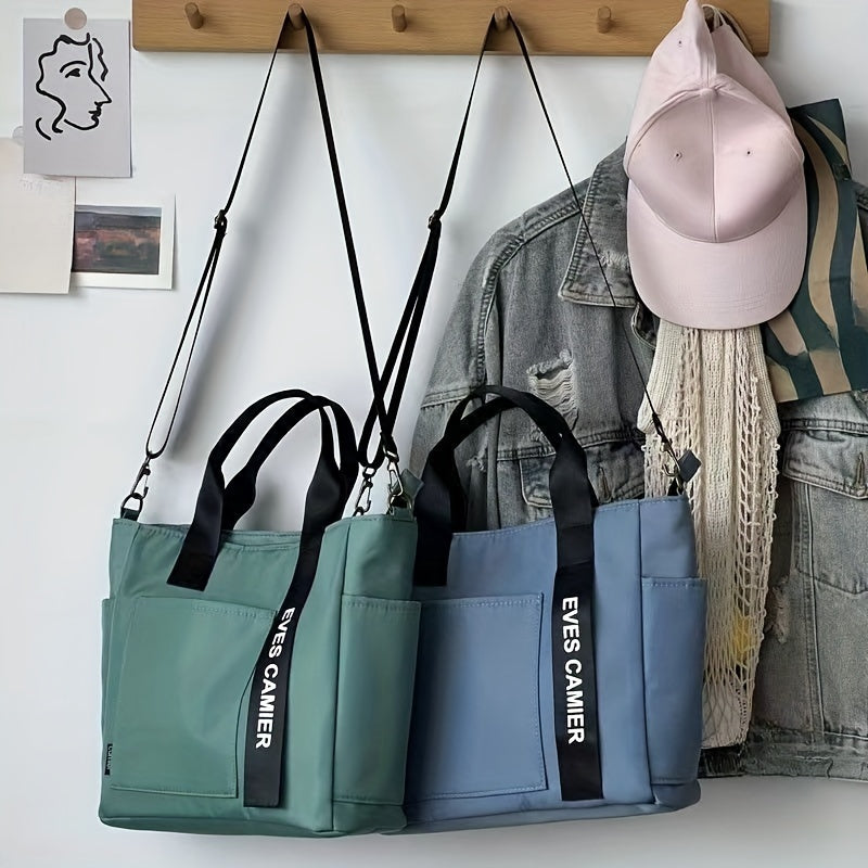 Multi-Pocket Tote Bag, Crossbody Travel And Work Shoulder Bag, Portable And Durable With Adjustable Strap For School And Daily Use