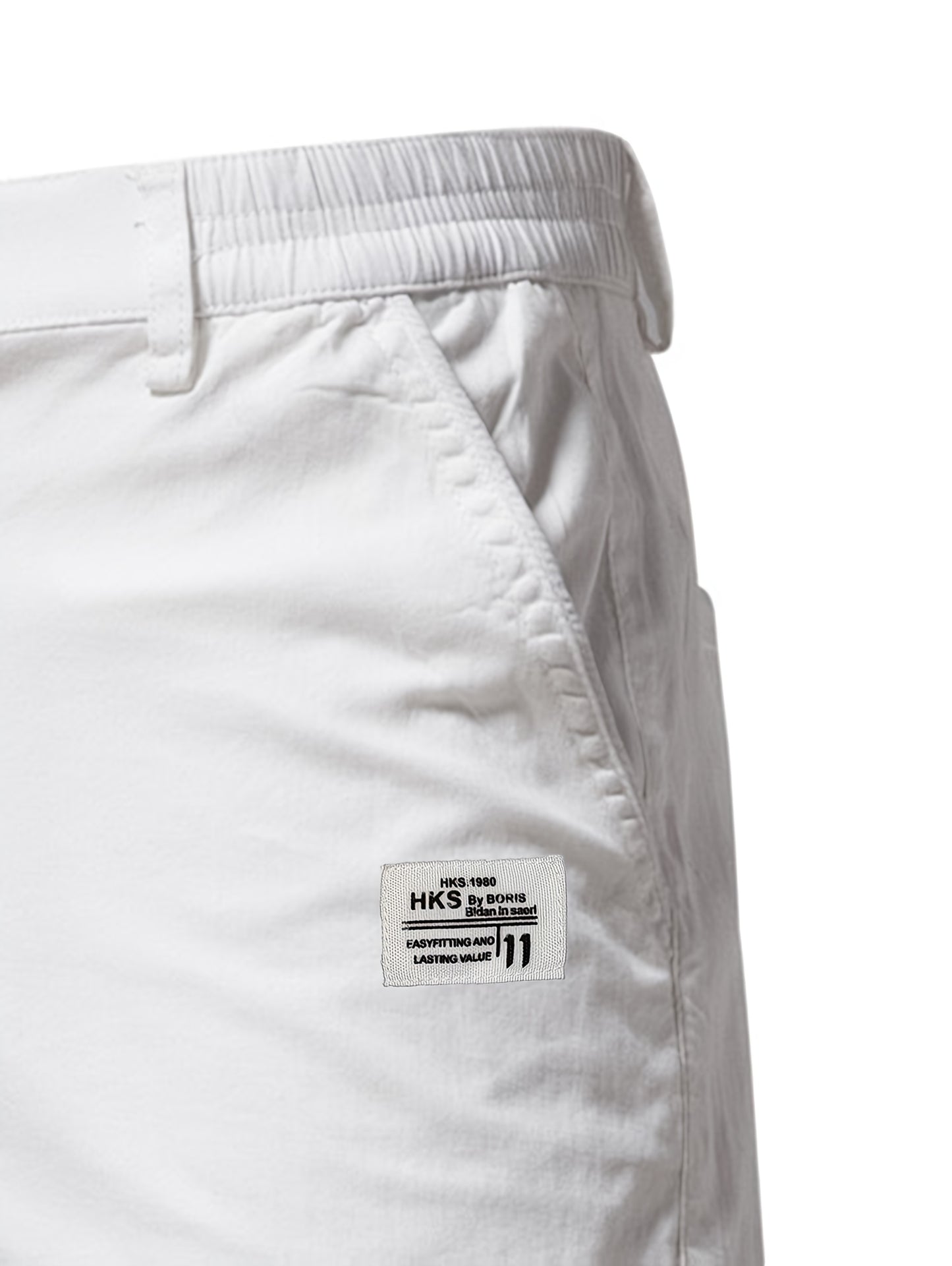 Men'S Classic Solid Color Polyester Short Pants, Casual Golf Wear, Mid Waist, Regular Fit, Slight Stretch Fabric, with Pocket