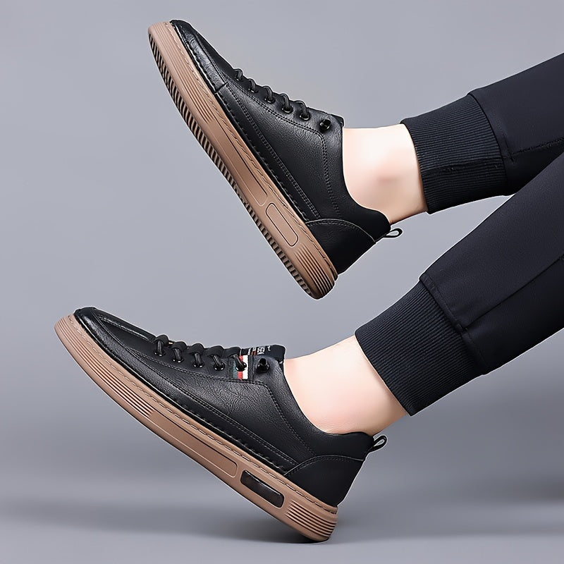 1 Pair Men'S Fashion Sneakers - Casual Street Style All-Season Slip-On Shoes with Geometric Solid Color, Faux Upper, Fabric Lining, PVC Sole, EVA Insole, Round Toe - Versatile for Daily, Party, Vacation