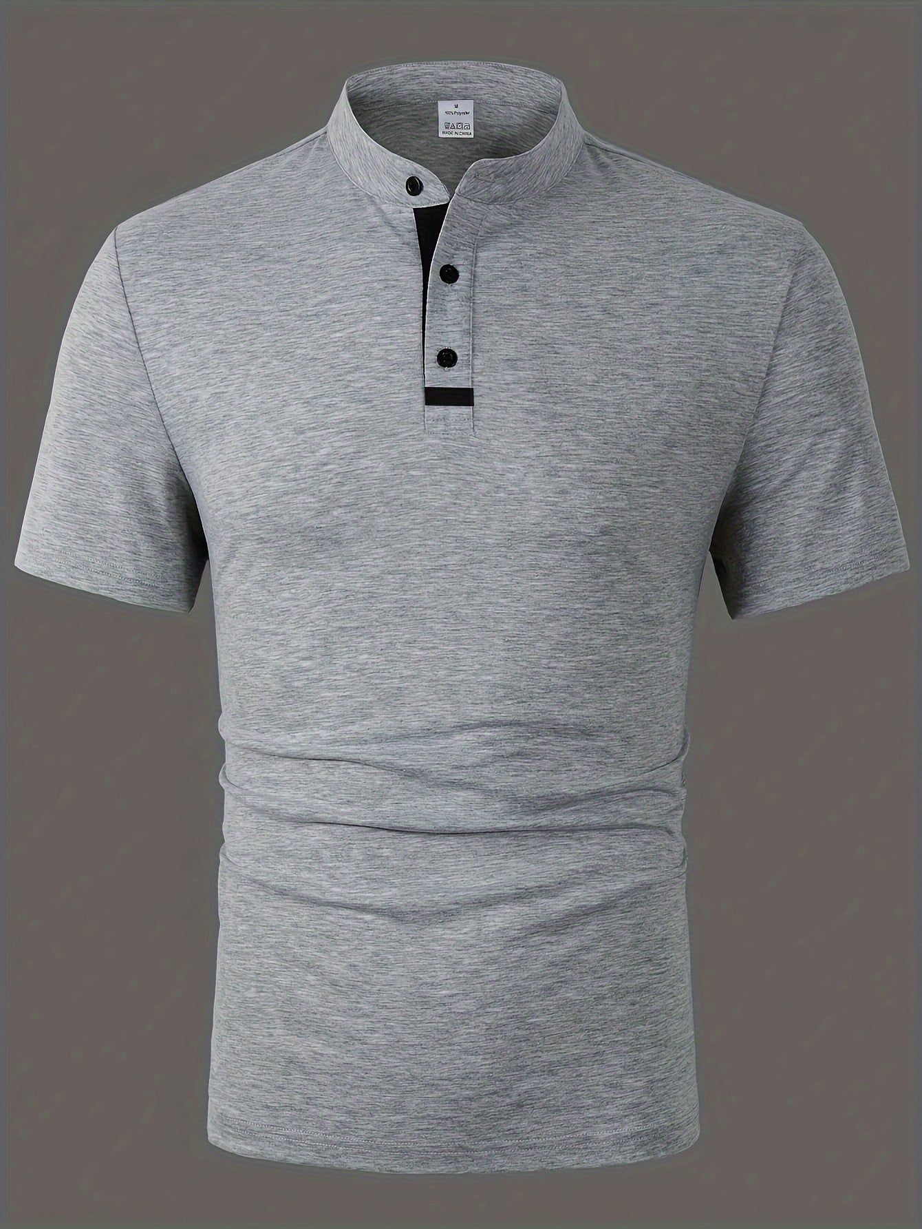 Men's Casual Red Shirt - Short Sleeve, Round Neck with Button Detail, Lightweight Polyester Blend, Ideal for Golf & Casual Attire, Machine Washable