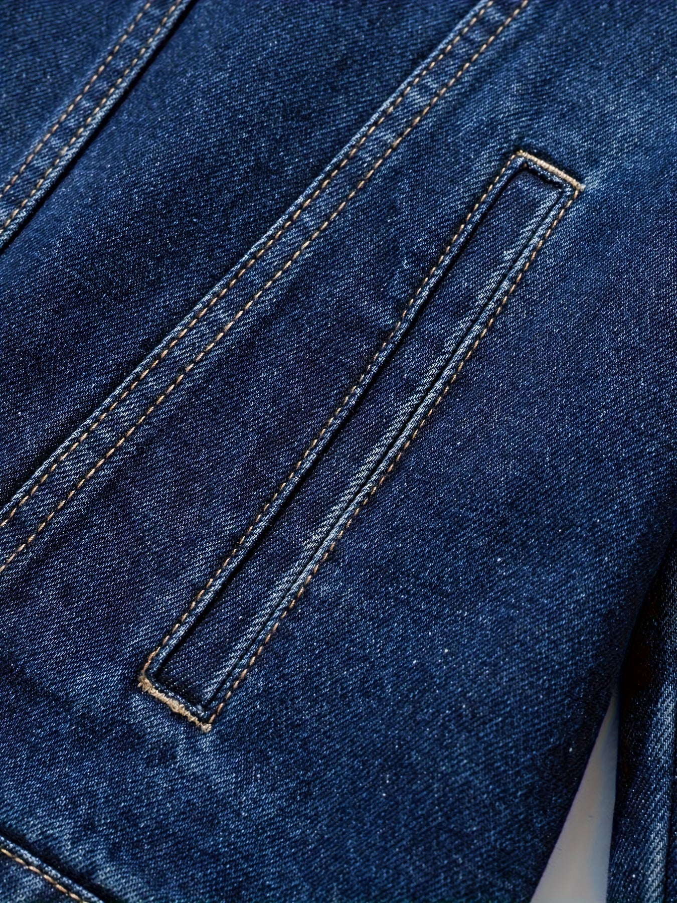 Men's Chic Washed Denim Jacket, Casual Street Style Button Up Contrast Stitching Jacket For Fall Winter