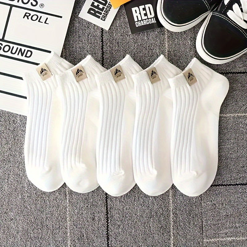5/10 Pairs of Men'S Fashionable Crew Socks - Anti-Odor, Comfortable, Breathable, Suitable for All Seasons