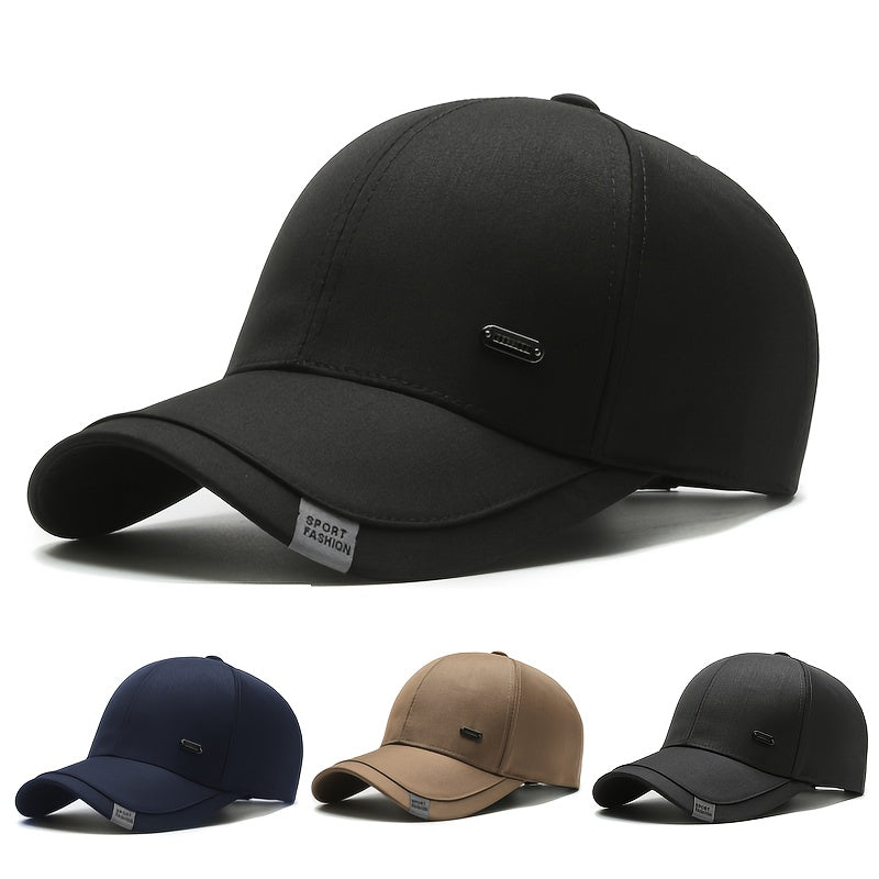Fashion Classic Outdoor Sports Baseball Cap, Windproof Sun Protection Hat for Hiking, Fishing, Business Casual Travel - All-Season Polyester with Buckle Closure, Hand Wash Only
