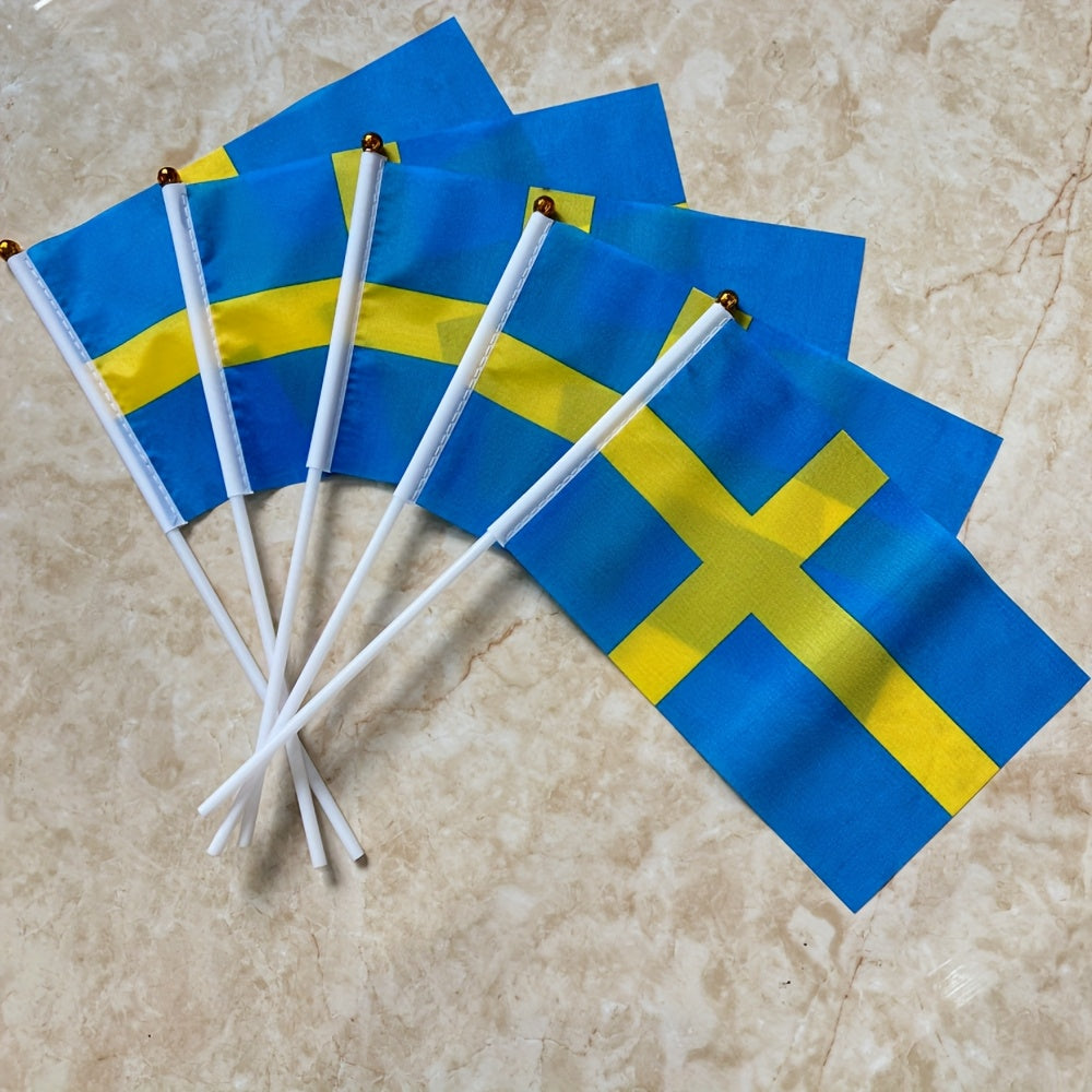 Swedish Polyester Hand Flags 14x21cm for Events & Parties