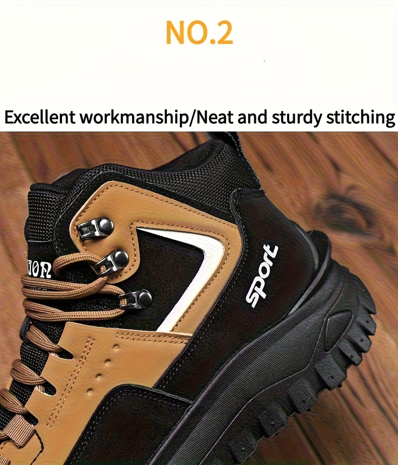 Men's Outdoor Hiking Boots - Breathable PU Upper, Thick Sole, Excellent Traction, Ideal for Mountain Climbing and Trekking | Military Boots | Camping Gear