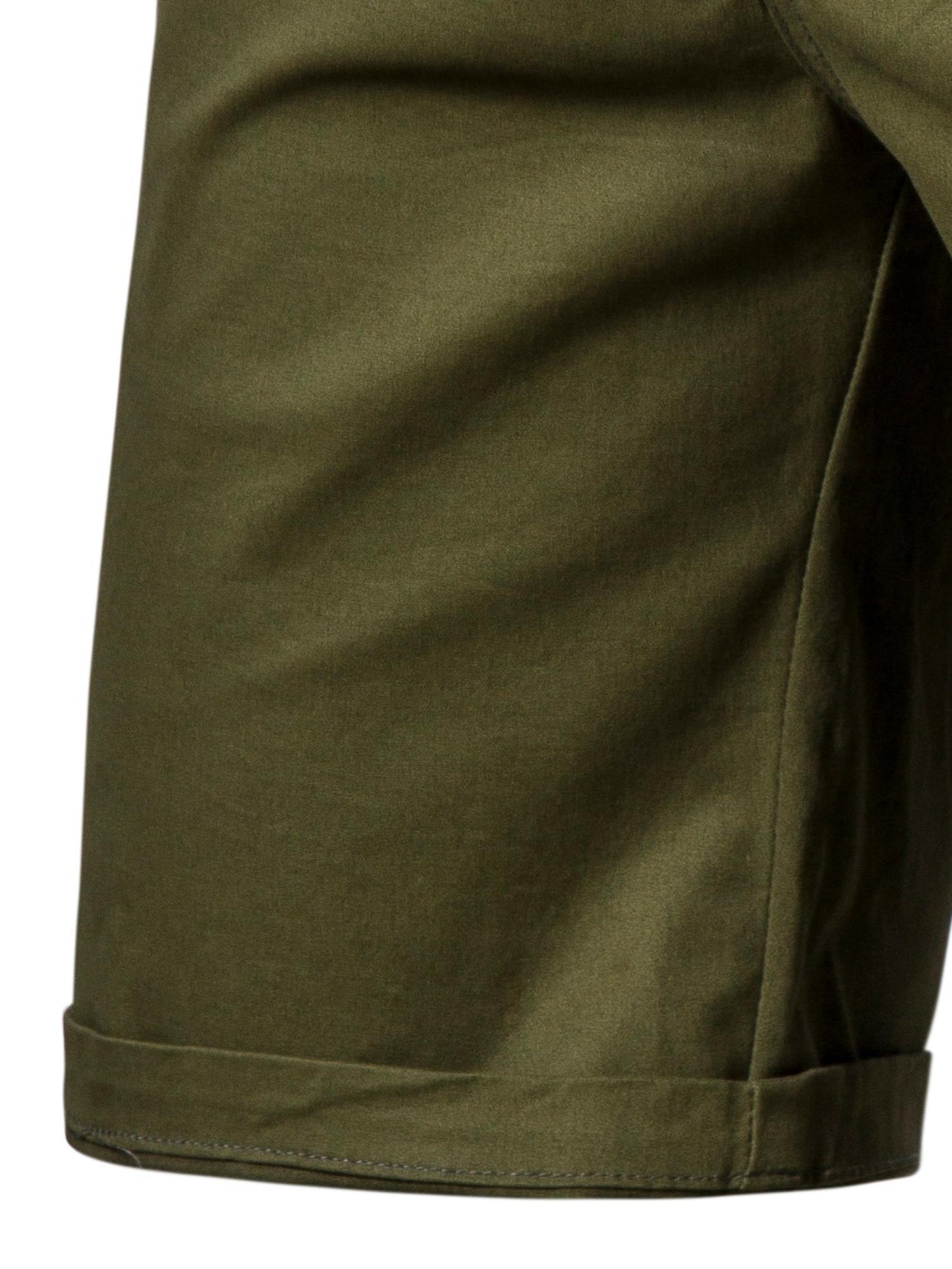 Men's Classic Fit Cotton Twill Flat Front Solid Chino Short With Slant Pockets And Elastic Waist