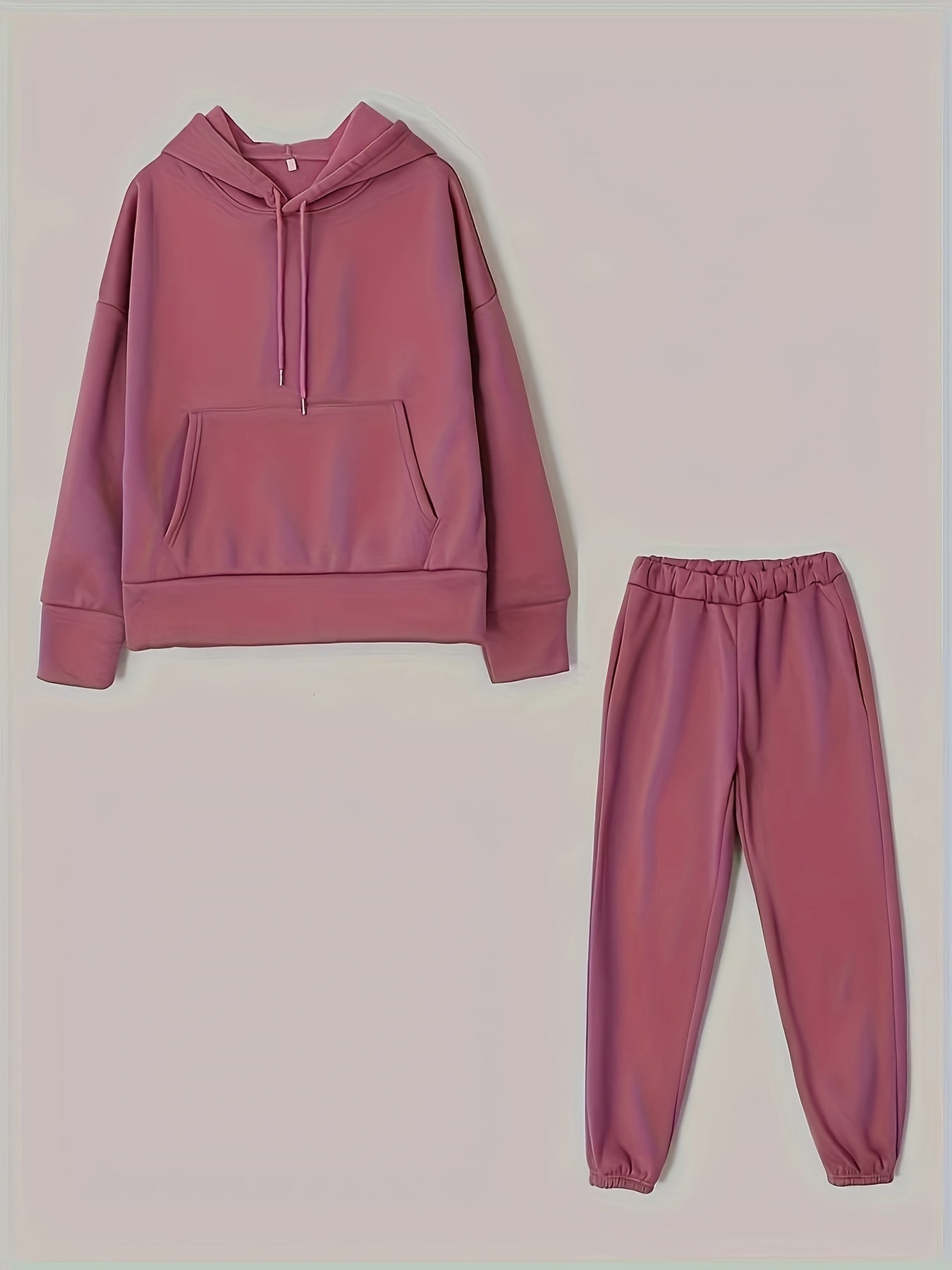 Cozy Fleece-Lined Hoodie & Joggers Set for Women - Casual Solid Color, Long Sleeve with Drawstring Waist, Machine Washable - Perfect for Fall/Winter