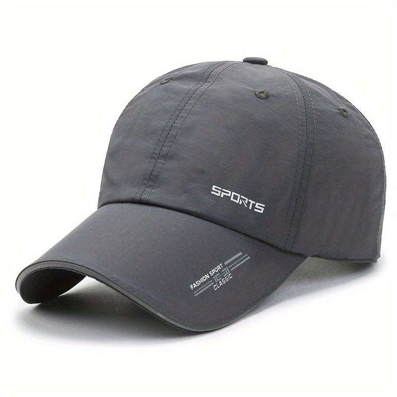 Unisex Polyester Baseball Cap, Quick-Dry Breathable Duck Hat with Reflective Strip, Sun Protection Snap Closure, Hand Wash Only, Stretch Fit for Spring/Summer Outdoor Travel Sports