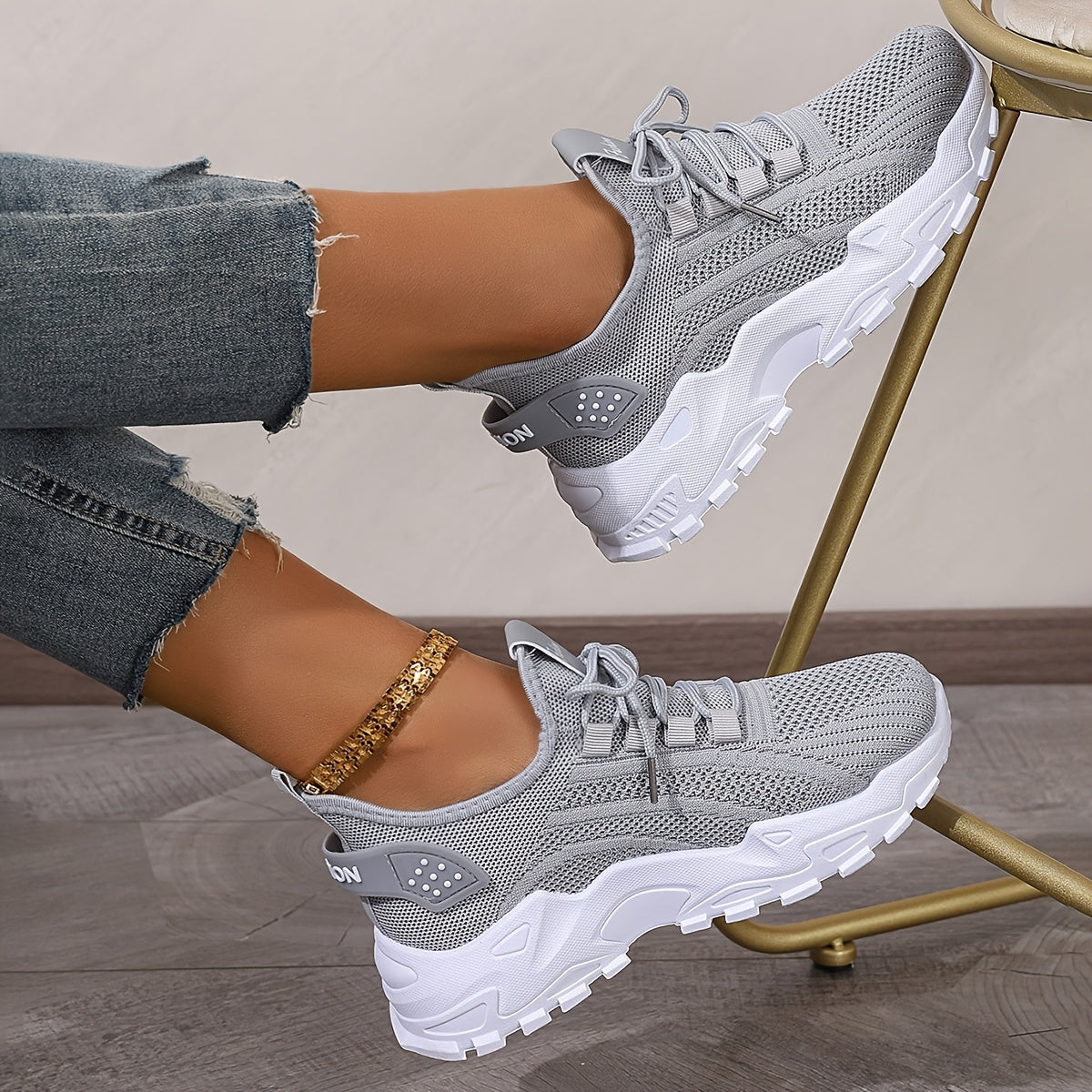 Women'S Breathable Knit Mesh Sneakers - Lightweight Running Shoes with Non-Slip EVA Sole - Comfortable All-Season Casual Walking Footwear, Black & White Options, Low-Top Lace-Up Design, Walking Shoes