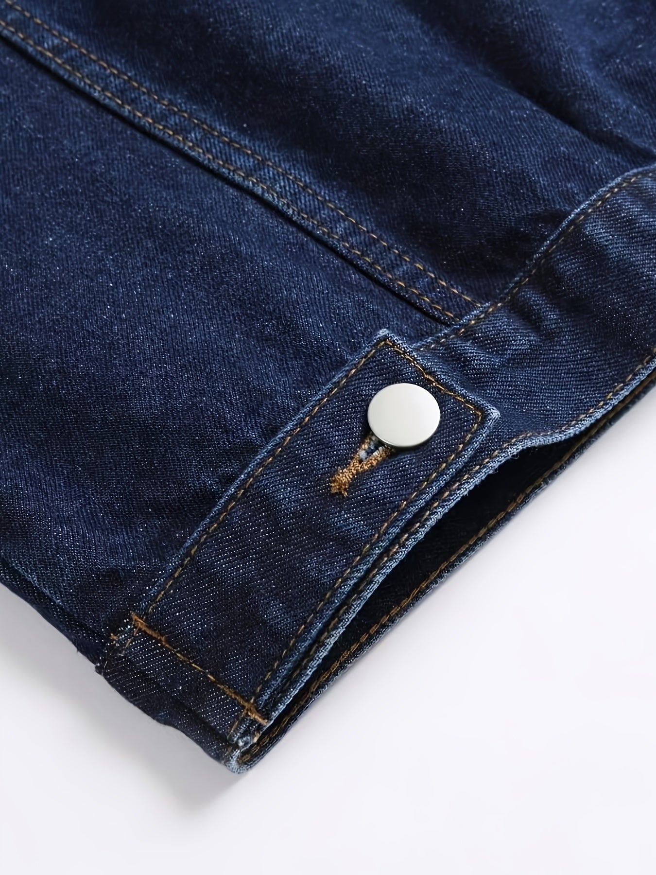 1pc Men'S Casual Denim Jacket, 80% Cotton 20% Polyester, Solid Color, Lapel Collar, Non-Stretch Woven Fabric, Regular Fit with Pockets