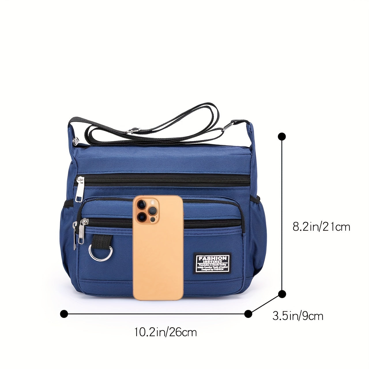 Multi-Pocket Crossbody Shoulder Bag, Casual Travel Office Messenger Bag, Durable, Multiple Compartments