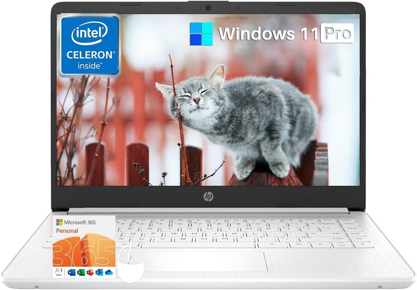 HP 14 Inch Laptop Student Business, with Office Lifetime License & Windows 11 Pro, Intel Dual-Core N4120, 16GB RAM, 384GB Storage(128Gb Emmc+256Gb MSD), Ultra Light, Webcam, Wifi, Accessories