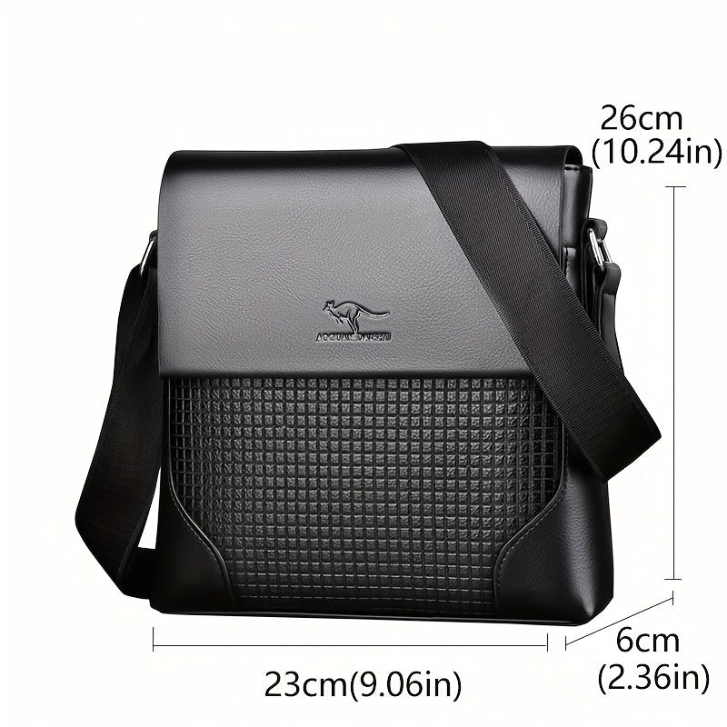 Men'S Stylish Casual Shoulder Crossbody Bag, Small Faux Leather Satchel.
