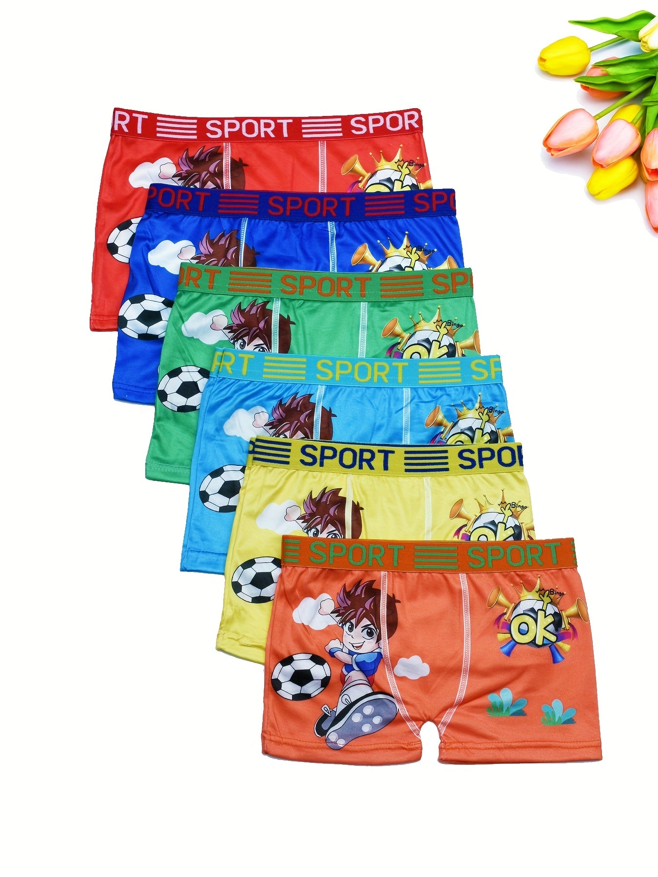Boys' Breathable Cotton-Blend Briefs with Cartoon Prints - 5 Pack