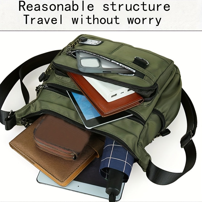 Single Shoulder Bag Nylon Oxford Canvas Casual Travel Backpack, Adjustable Strap, Random Pull Direction and Random Label, for Men, Student, Outgoing