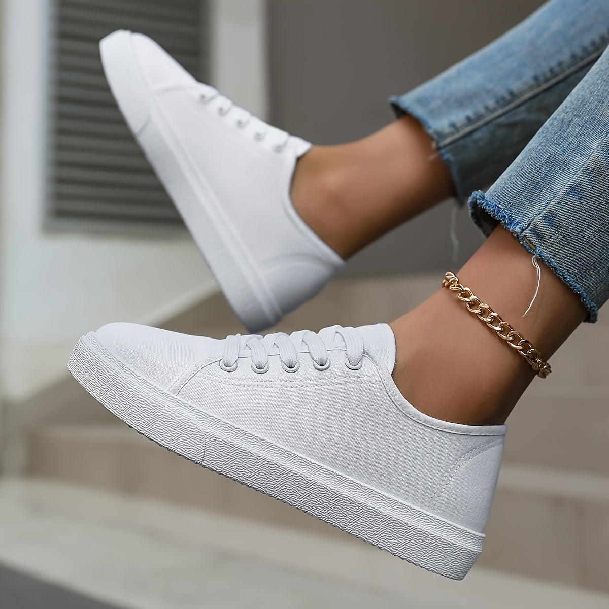 Women'S Lightweight Sneakers - Black and White Casual Lace-Up Skate Shoes with Round Toe, Comfortable EVA Sole, Breathable Fabric, Low Top Design for Casual Attire, Casual Skate Shoes|Round Toe Sneakers|Breathable Fabric Snea