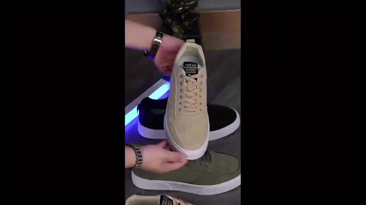 Men's Plus Size Breathable Casual Sneakers - Versatile All-Season Green Skate Shoes with Soft PU/PVC Sole, Lace-Up, Round Toe Design for Business & Social Events