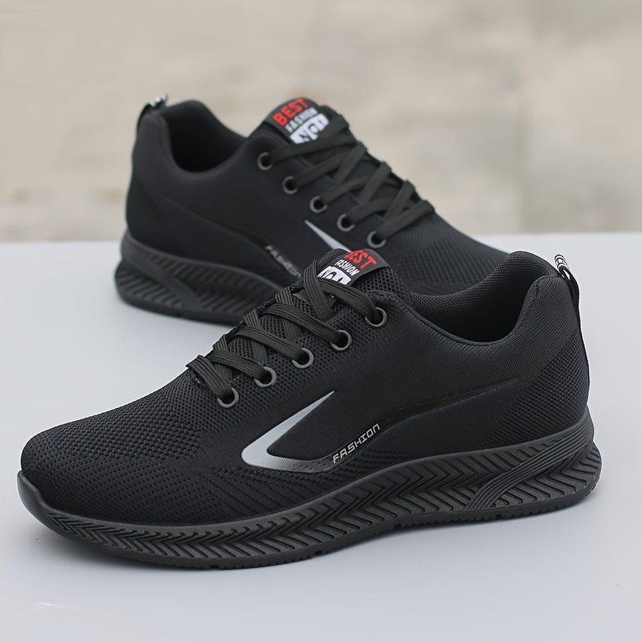 Men's Breathable Mesh Running Shoes - Lightweight, Non-Slip Casual Sneakers with "BEST PARENTS NO.2.54cm Design, Low-Top Lace-Up Sneakers for All Seasons