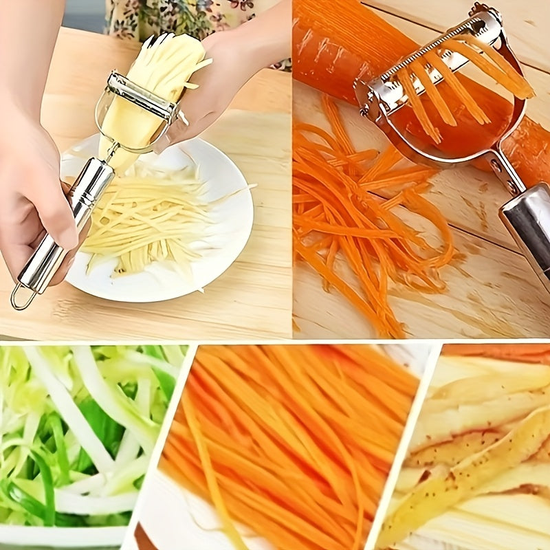 A Multifunctional Stainless Steel Peeler for Fruits And Vegetables - a Manual Slicer, Grater, And Chopper Kitchen Tool, Suitable for Home, RV Cooking, And College Dorms.