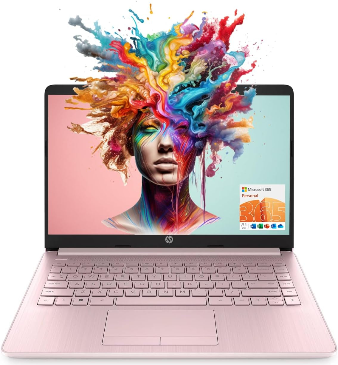HP Portable Laptop, Student and Business, 14" HD Display, Intel Quad-Core N4120, 8GB DDR4 RAM, 64GB Emmc, 1 Year Office 365, Webcam, RJ-45, HDMI, Wi-Fi, Windows 11 Home, Silver