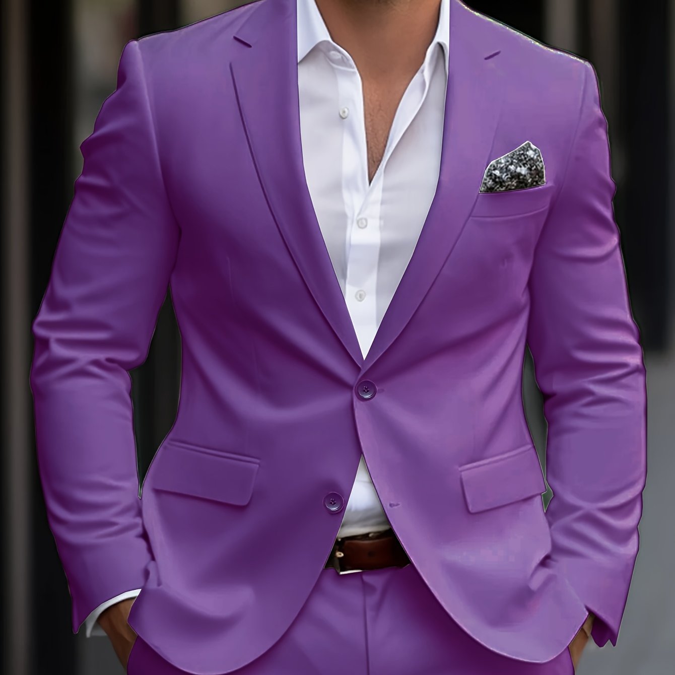Men'S Solid Color Polyester Work Suit - Classic Lapel Collar, Non-Stretch Fabric, Long Suit Sleeves, Four-Season Versatility, Button-Front Jacket with Pants - Regular Fit Woven Suit Set (80% Polyester, 20% Viscose)