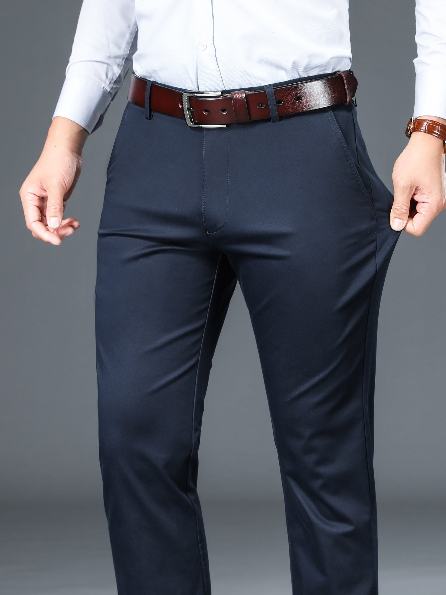 Men's Straight Leg Dress Pants, Men's Classic Design Pants for Business