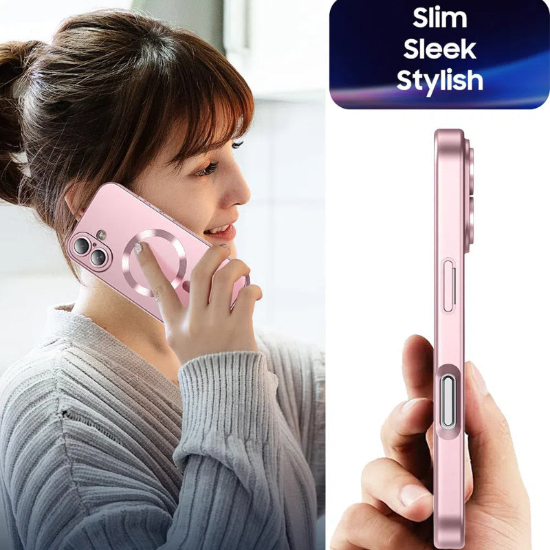 Luxury Metallic Paint Soft TPU Case for iPhone 16 16 Pro 16 Plus 16 Pro Max Cover with Magnetic for Magsafe Shockproof