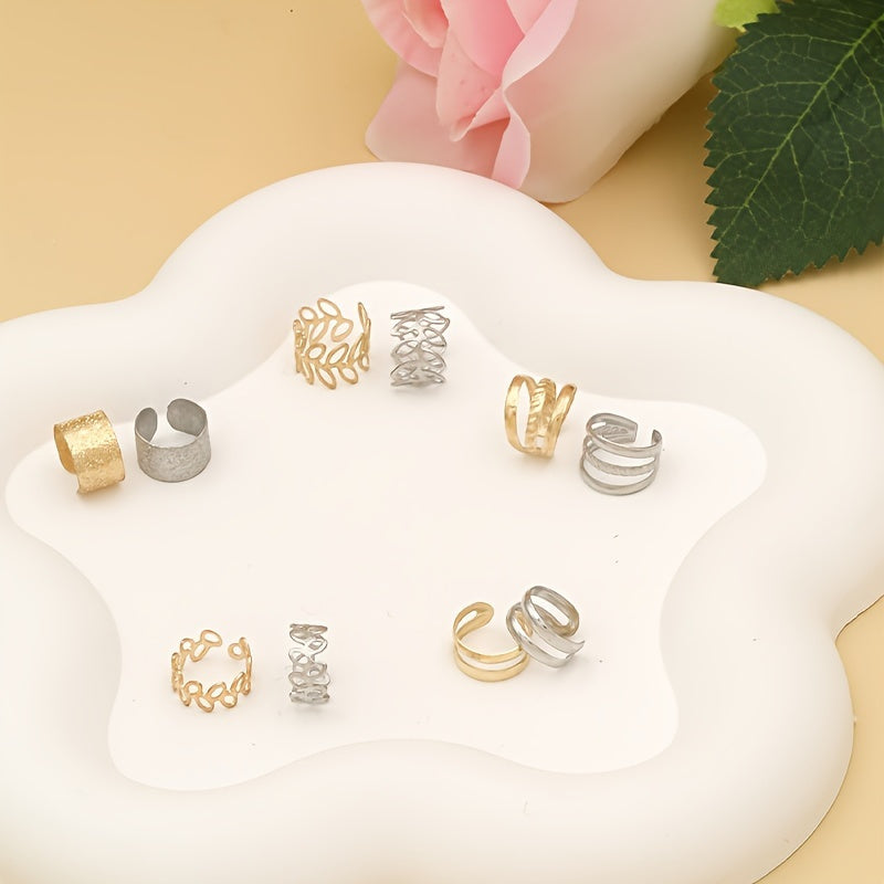 Set Of 5 Vintage C-shaped Ear Studs Without Ear Holes, Unique Ear Clip Set