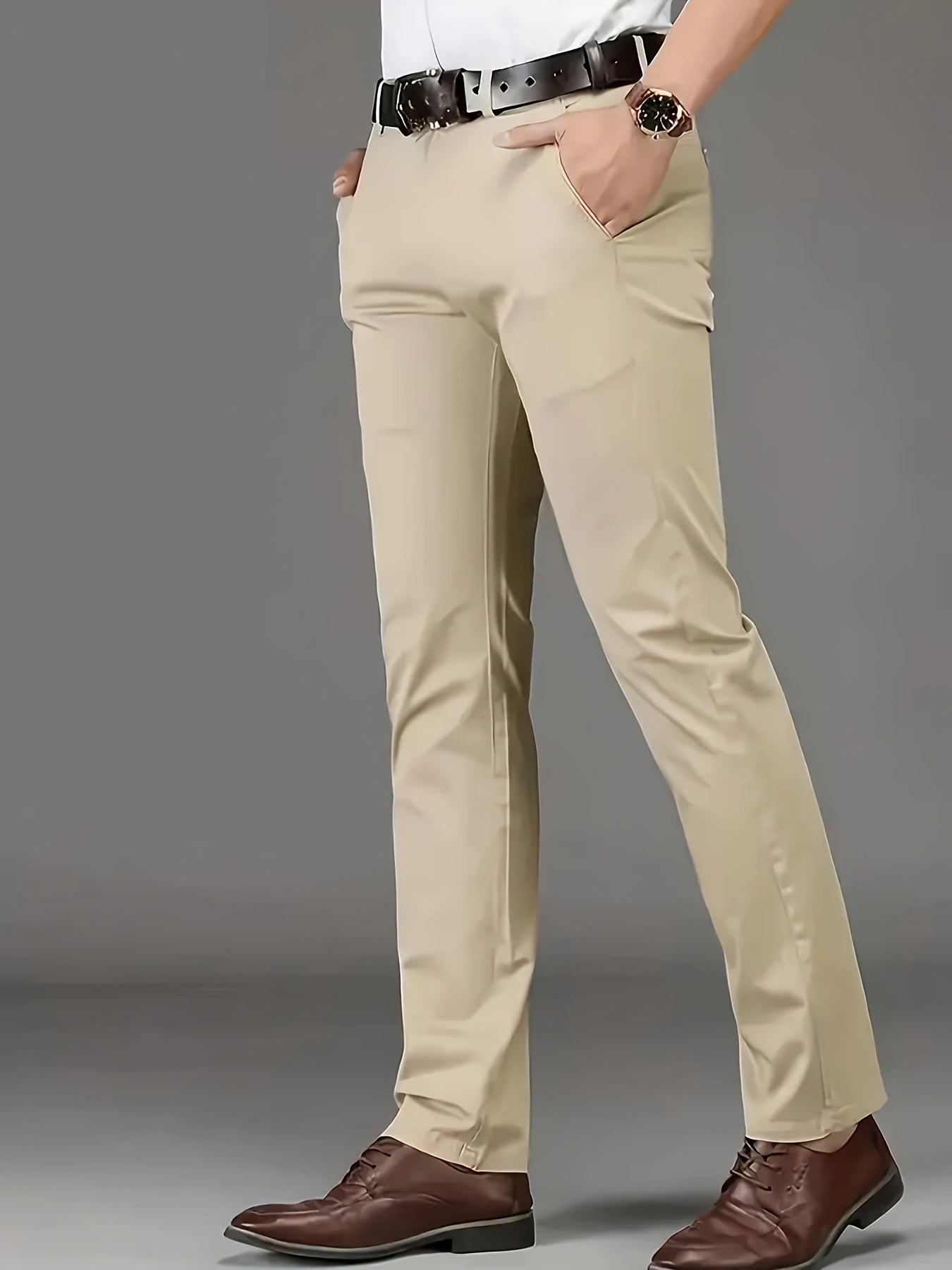 New Casual Formal Pants for Men in Four Seasons, Featuring a Business Style with Trendy Long Trousers. Fashionable And Versatile Men'S Elastic Dress Pants with a Comfortable Classic Design for Casual Wear.