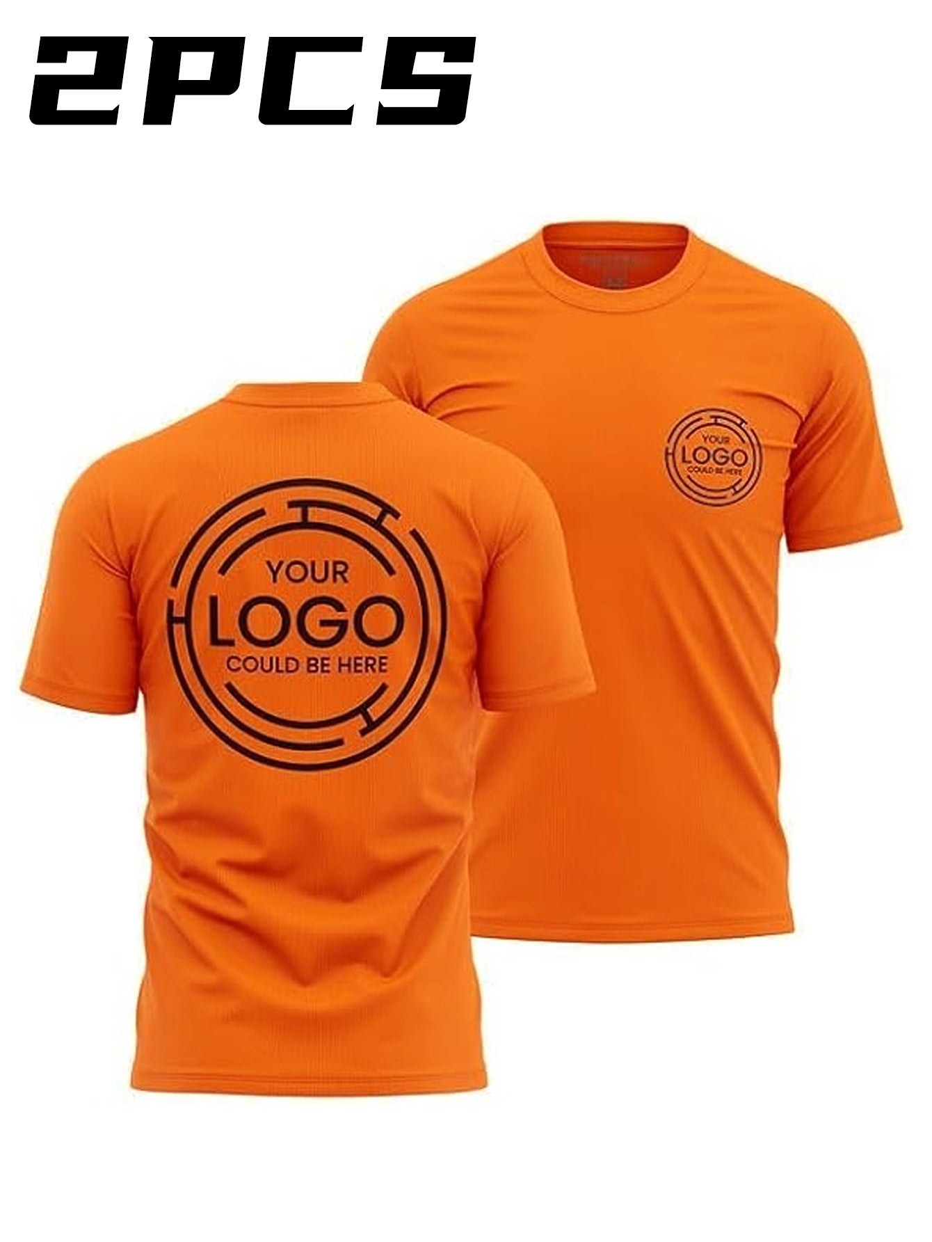 2pcs Men's Quick-Dry T-Shirts - Moisture-Wicking Breathable Gym Shirts with Custom Logo Print, Regular Fit Round Neck for Workout Casual Wear, Workout Shirts, Durable Sportswear