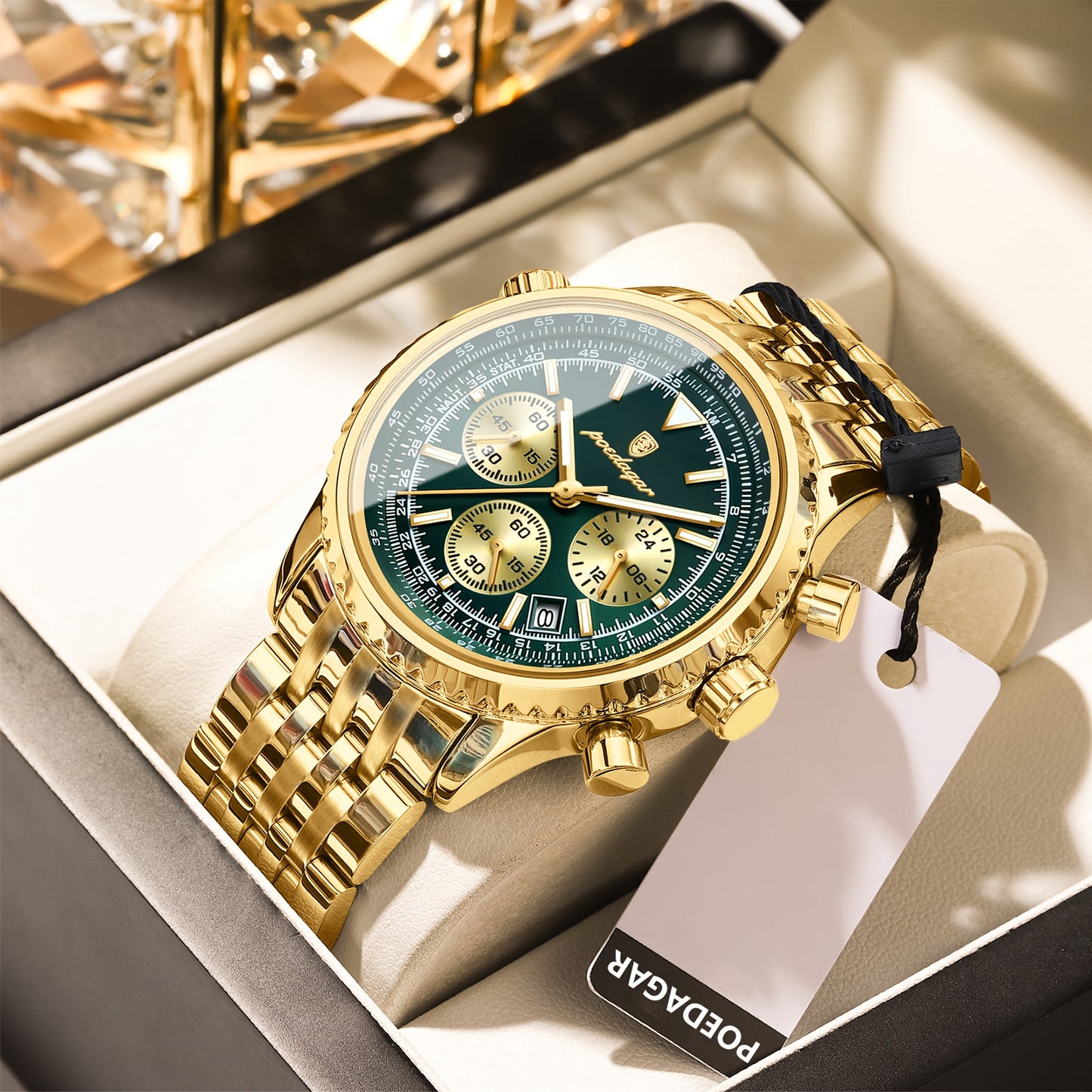 The New 2024 Waterproof Luminous Calendar Stainless Steel Chronograph Quartz Watch from Baida Is a High-End, Powerful, And Trendy Quartz Wristwatch for Men.