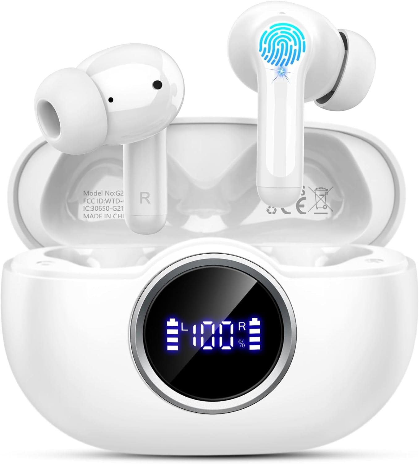 Wireless Earbuds, 2025 Bluetooth 5.4 Headphones Hi-Fi Stereo 3D Bass Ear Buds, 4 ENC Noise Cancelling Mic, 36Hrs USB-C In-Ear Earphones, IP7 Waterproof Workout Sport for Laptop Pad Android Ios, Black
