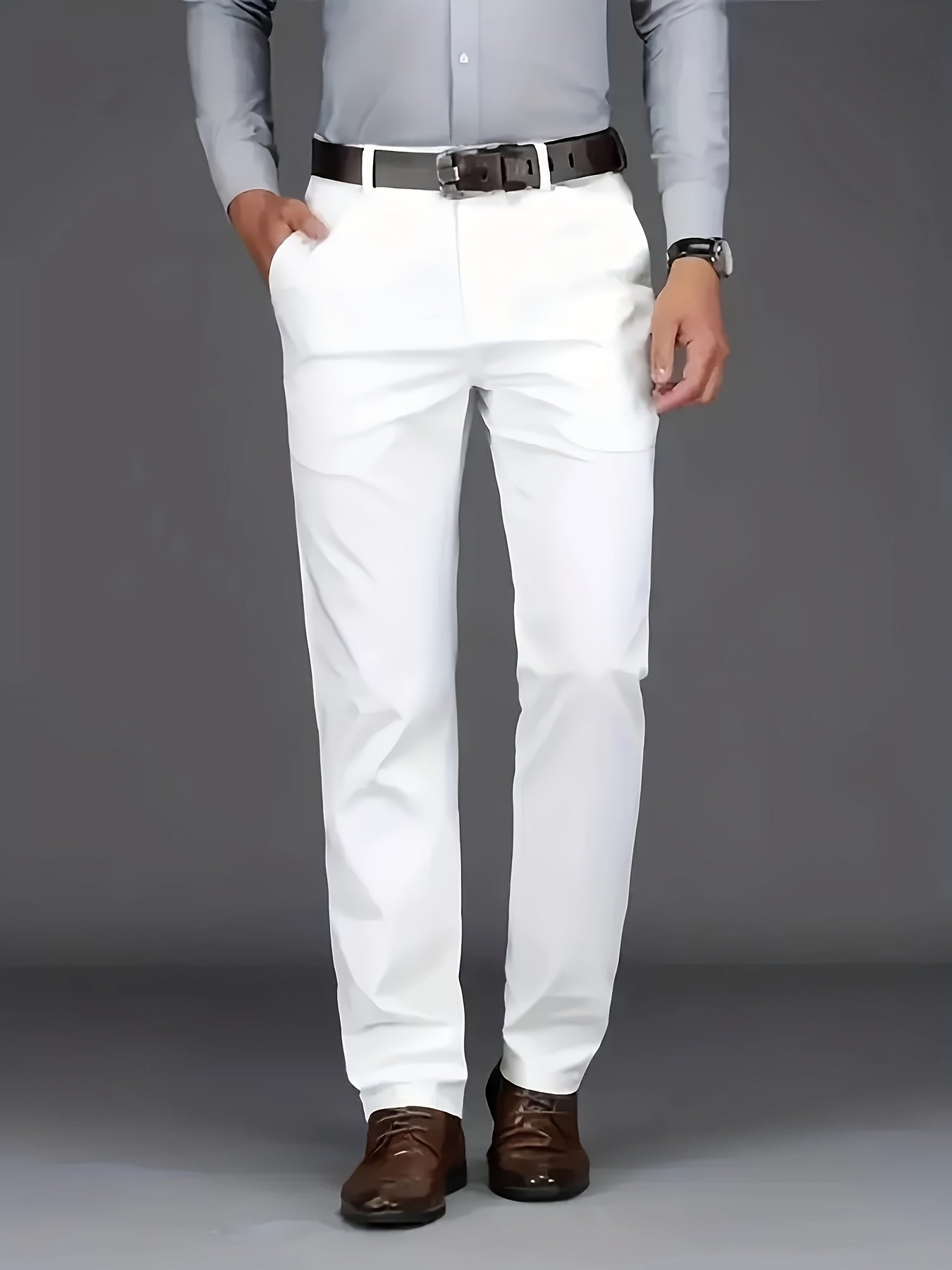 New Casual Formal Pants for Men in Four Seasons, Featuring a Business Style with Trendy Long Trousers. Fashionable And Versatile Men'S Elastic Dress Pants with a Comfortable Classic Design for Casual Wear.