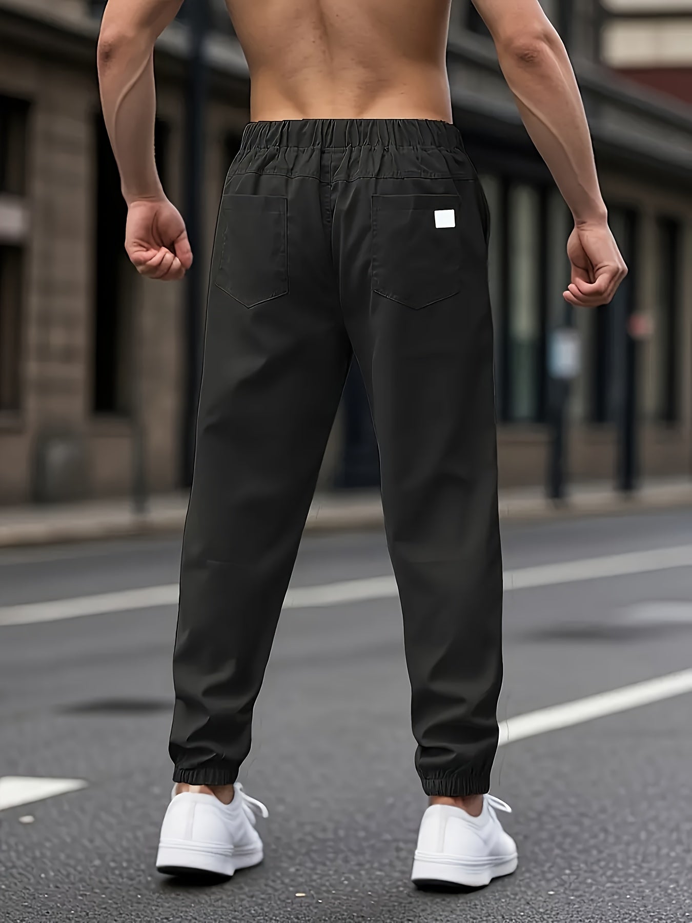 1pc Men'S Casual Cargo Pants, Solid Color Polyester Drawstring Waist, Non-Stretch Woven Fabric, Regular Fit, Polyester Lined, Perfect for Weekend Casual Wear