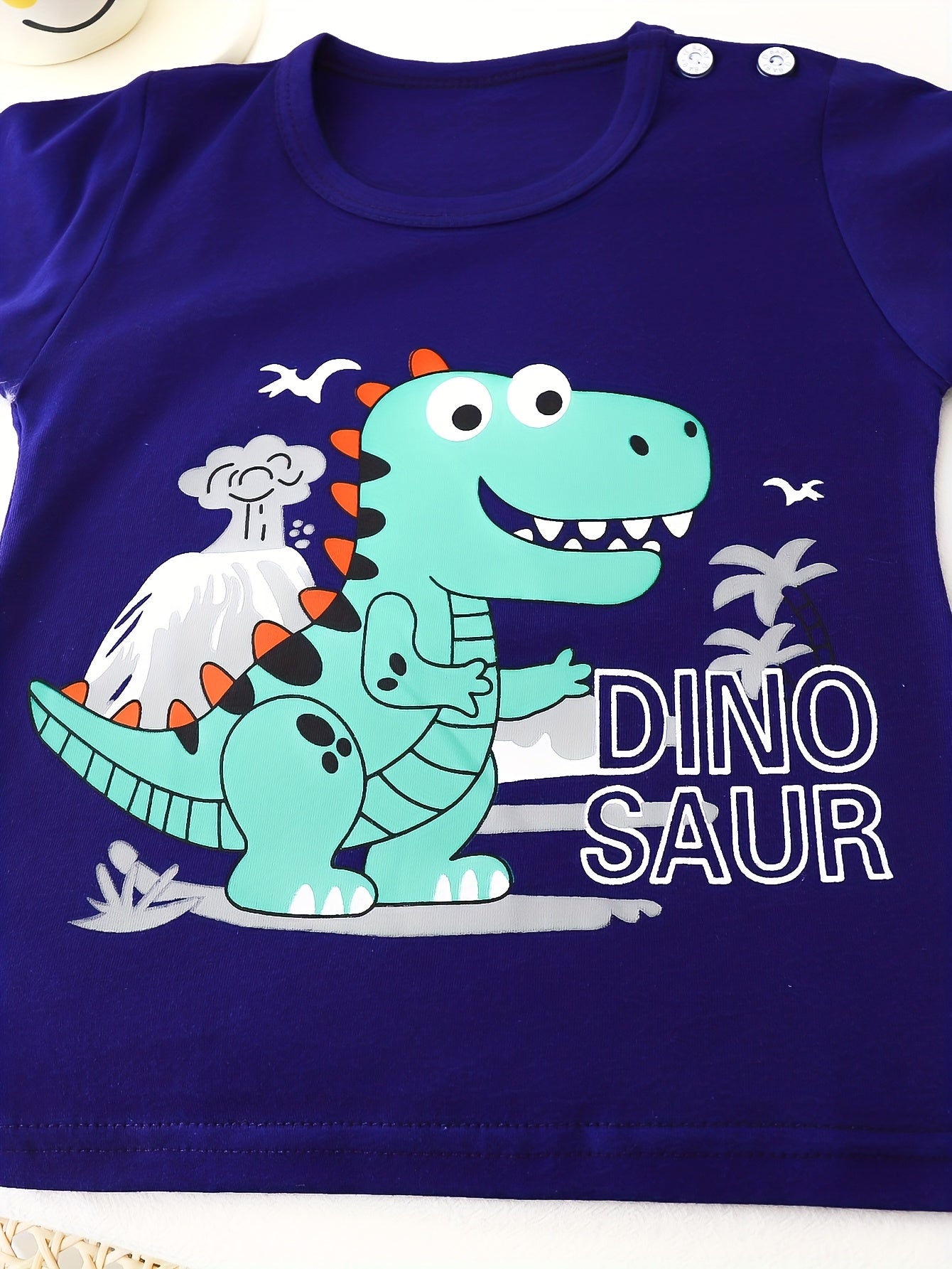 Boys' Summer Cotton T-Shirt & Shorts Set with Dinosaur Print
