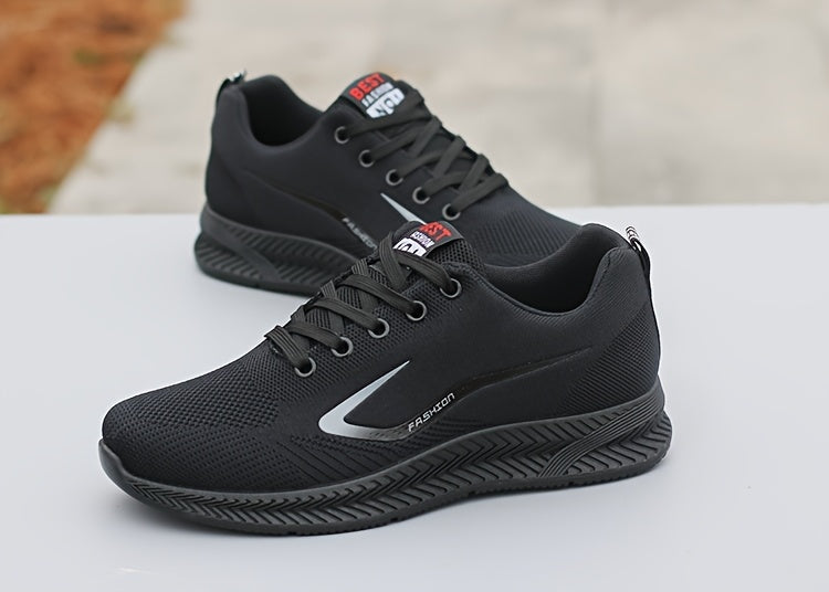 Men's Breathable Mesh Running Shoes - Lightweight, Non-Slip Casual Sneakers with "BEST PARENTS NO.2.54cm Design, Low-Top Lace-Up Sneakers for All Seasons