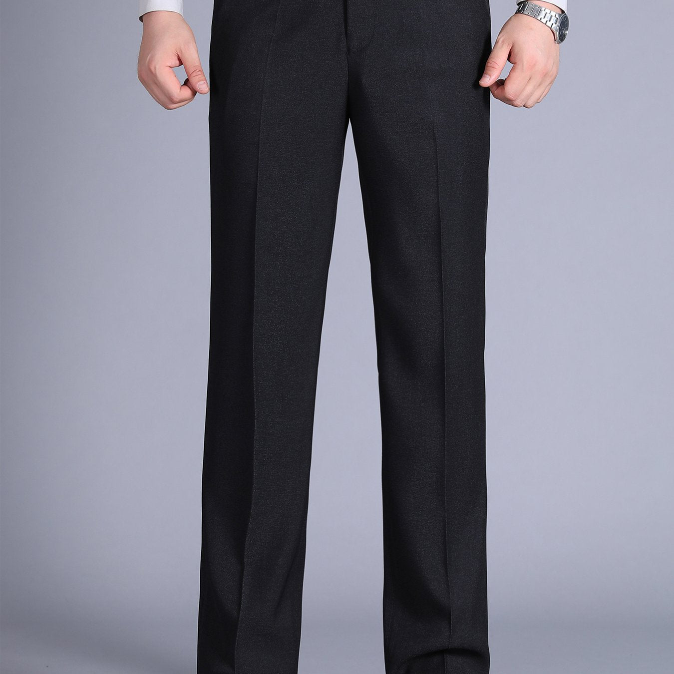 Men'S Casual Spring/Fall Polyester Solid Color Regular Fit Pants with Pocket