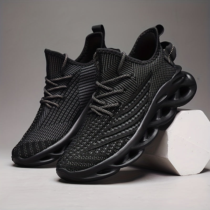 Breathable Knit Sneakers - Summer Height-Boosting Running Shoes | Fashionable & Casual Lace-Up Athletic Footwear for Men and Women | Durable EVA Sole | Perfect for Outdoor Activities | Black, White, Red, Summer Running Shoes|